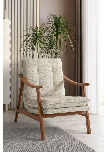 Arte Ahşap Ayaklı Berjer Beyaz