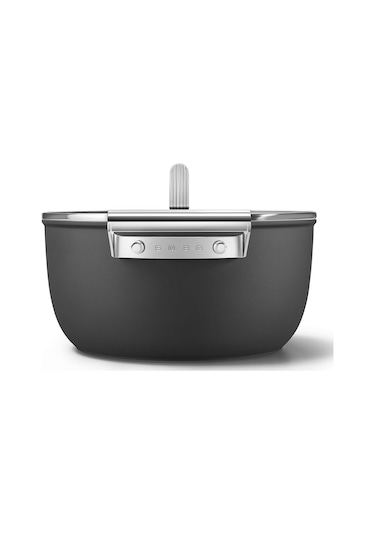 Smeg Cookware 50's Style Siyah Tencere Cam Kapaklı 4.6 L