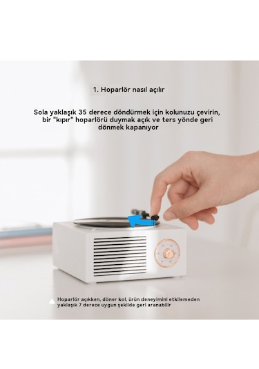 Atomik Vinil Kayıtlı Bluetooth Hoparlör-beyaz
