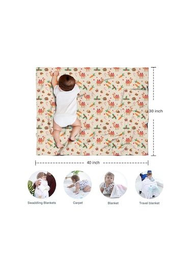 Noel Desenli Bebek Battaniyesi 40x30 İnç, Polar, Yumuşak, Hafif Ve Kalın Noel Deve Kızılcık