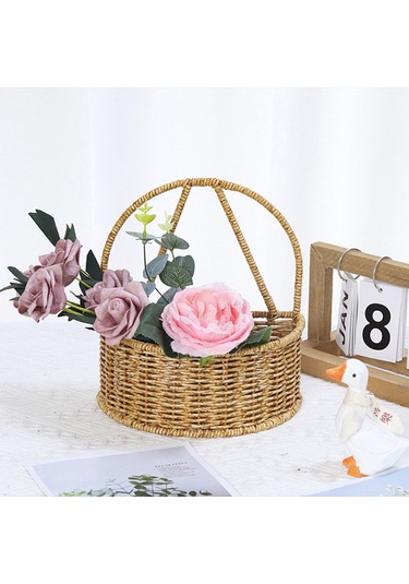 Homyl Ofis Mutfak Dolabı Için Asılı Depolama Sepeti El Dokuma Gösterildiği Gibi