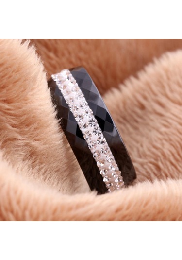 Siyah Moda Siyah/beyaz Şık Seramik Alyans 9 Siyah