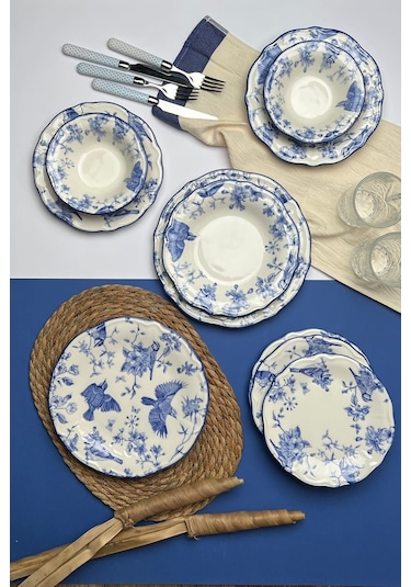 Tabak Evi Stoneware Flower Yemek Takımı 6 Kişilik 24 Parça