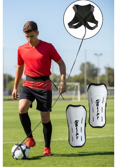 Başlangıç Futbol Seti Antrenman Kemeri + Top Tutucu + Cırtlı Tekmelik Futbol Çalışma Ve Koordinasyon Seti Beyaz