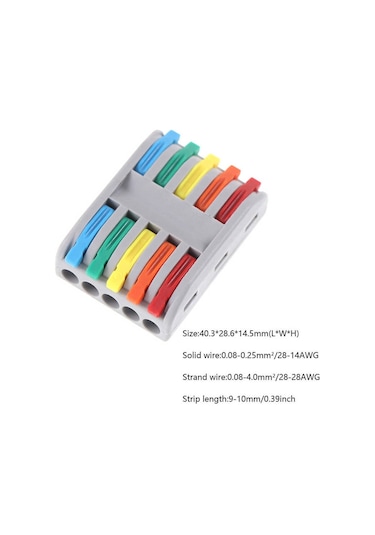 Hızlı Kablo Ekleme Birleştirme Aparatı 5 Beşli Klemens - 5 Adet