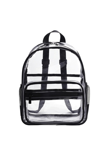 Şeker Rengi PVC Şeffaf Su Geçirmez Öğrenci Okul Çantası - Siyah