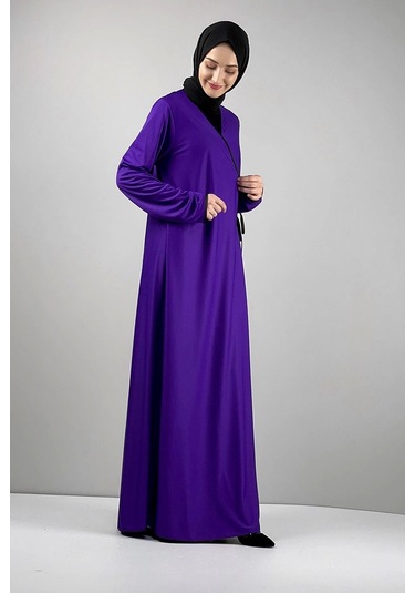 Moda Çizgi Namaz Elbisesi Mor