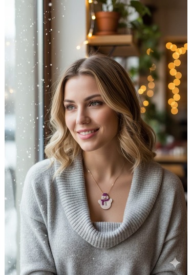 925 Ayar Papatya Silver Tombik Kardan Adam Kolye.rose.gold.rodaj Gümüş