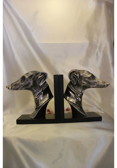 Kitap Tutucu Köpek Figürlü Metal Kitap Tutacağı Tazı Çifti