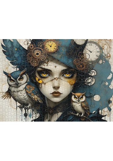 Nova Puzzle 1000 Parça Baykuşlu Gizem Puzzle - Kadın Ve Baykuş