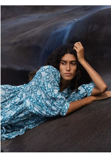 Yaz Kadın Elbisesi Moda Büyük Metre Gevşek Askılı Kişiselleştirilmiş Edebi Retro Avrupa Ve Amerikan Tarzı Baskılı Elbiseler Sarı