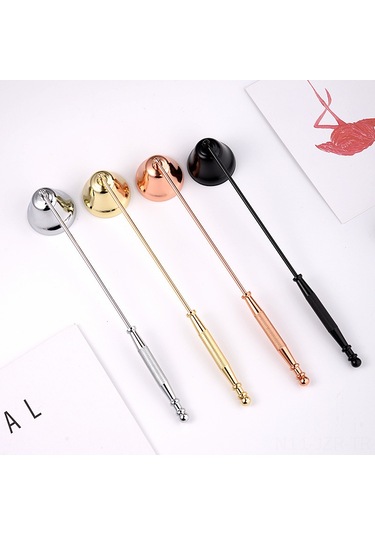 Geeroyoo Yüksek Kaliteli Paslanmaz Çelik Mum Söndürme Seti: Makas, Zil, Kanca Ve Altın Renkli Koruyucu Kapak