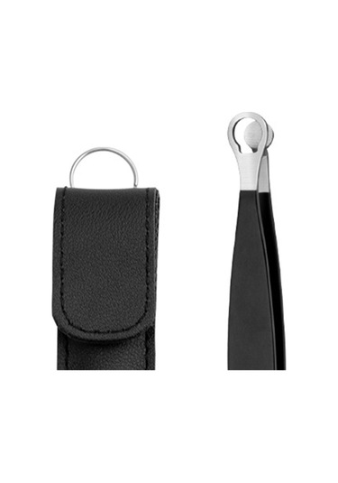 Homyl Burun Kılı Düzeltme Cımbızı, Yuvarlak Uçlu Cımbız Keseli Siyah