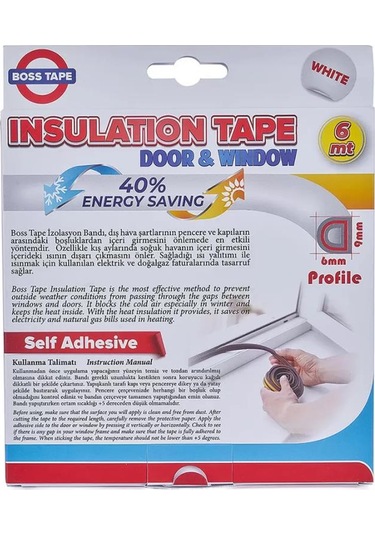 Kapı Pencere İzolasyon Rüzgar Fitili - Bandı Beyaz 9 mm X 6 Metre