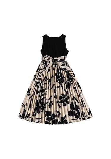 Dessie Pileli Kız Çocuk Elbise- Çiçekli Elbise Mezuniyet Elbisesi, Mezuniyet Kıyafeti, Yazlık Elbise A.Yeşil