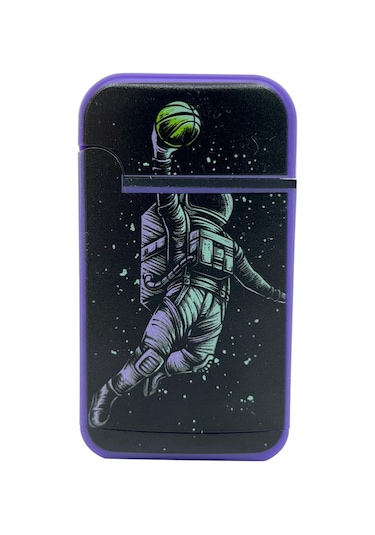 Zengaz Cool Tasarım Jet Alev Çakmak - Basketball Astronaut Mor
