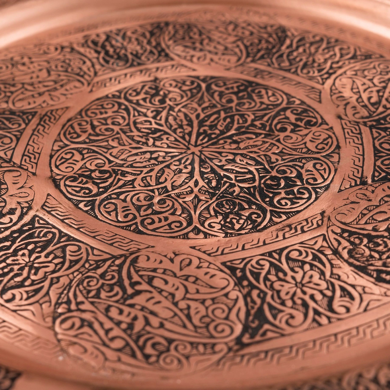 Dmt Gaziantep Bakır 25 Cm Osmanlı El İşi Sunum Rustik Tepsi Kına Tepsisi 25 Cm Bakır