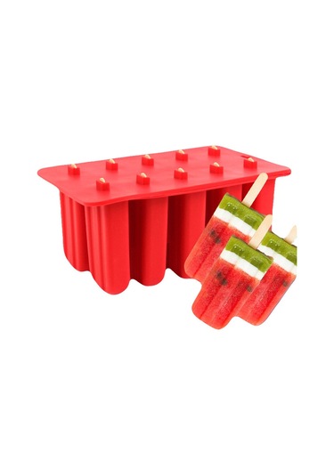 Hangfox 10'lu Silikon Dondurma Kalıbı, Buzluk, Taze Dondurma Ve Buz Çubuğu Yapımı, Yeniden Kullanılabilir, Uygun Filtre İçerir Çok Renkli