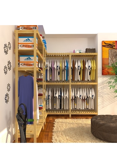 Cabide - L Açık Ahşap Gardırop