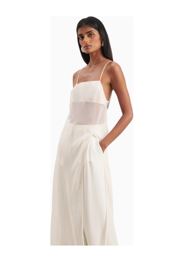 Because Of Alice Kadın Şeffaf Şifon Uzun Askılı Camisole Bluz Beyaz