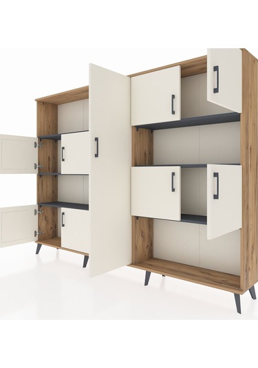 Arges Dolap 10 Raflı 9 Kapaklı 220x30x163 Çam-aytaşı/antrasit Çam-aytaşı/antrasit