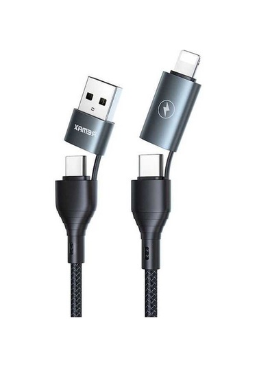 Willowhaven Remax Rc-011 4'lu Usb Kablosu: 3a Hızlı Şarj, 480mbps Aktarım, Type-c/lightning, Dayanıklı Dokuma - Siyah