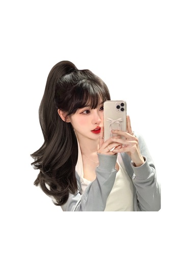 At Kuyruğu Peruk Kadın Uzun Saç İnternet Ünlü Yüksek At Kuyruğu Kavrama Büyük Dalga Büküm Örgü Uzun Rulo Askı Yaz Tarzı