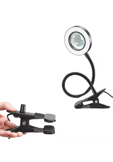 C48 Güçlü Ledli Büyüteçli Çalışma Lambası 3 Farklı Işık Rengi Usb