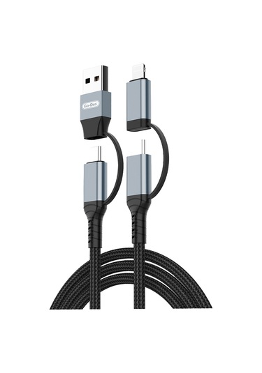 Go Des Gd-uc809 4in1 Pd Çoklu Usb-a + Type-c To Type-c + Lightning Şarj Kablosu 100w 120cm Siyah