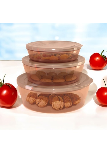 Tuffex TP730 Polo Yuvarlak Small Saklama Kabı 3'lü Bej