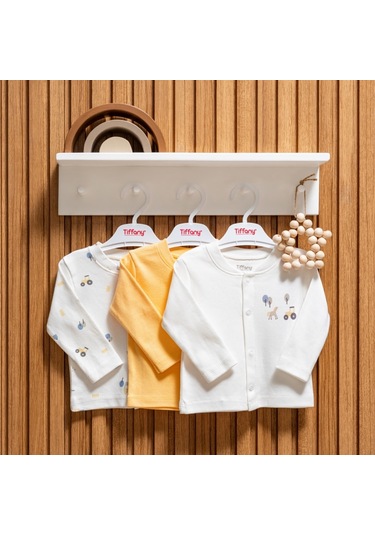 Tiffany Baby Tractor Theme 3'lü Hırka 49027 Ekru