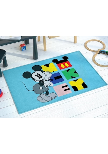Zorlu Lisanslı Çocuk Halısı Mickey Mouse 80X120 Mavi