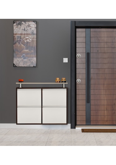Kaser Metal 2+2'Li Metal Ayakkabılık Beyaz - Siyah
