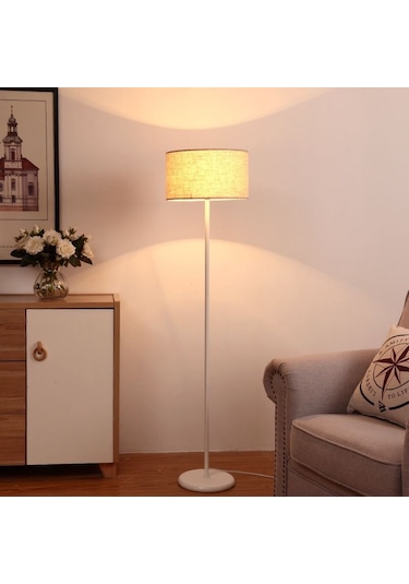 RİOLİGHT RETRO,RUSTİK,VİNTAGE BEYAZ GÖVDE KREM KUMAŞ BAŞLIK LAMBA