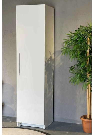 Hibe Çok Amaçlı 90 Derece Açılabilir 2 Kapaklı Kiler Erzak Mutfak Dolabı-45 Cm Beyaz