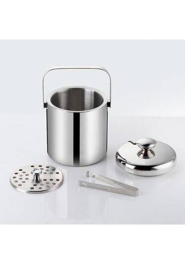 Homyl 1,3 L Buz Kovası + Maşa Ve Kapak Yalıtımlı Çift Gümüş