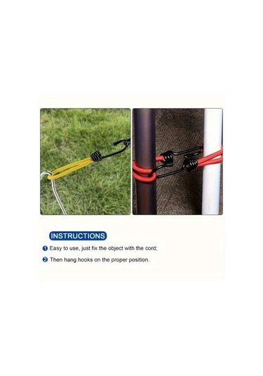 Elmpaly 4 Parça Ağır Hizmet Tipi Elastik Bağlama Kayışı - 55 Kg Çekme Dayanımı - Karavan Çadır Branda İçin