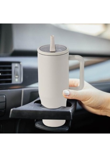 Novahub 40 Oz Paslanmaz Termal Bardak, Kapaklı Pipetli Sızdırmaz Gül Kırmızı Gül Kırmızısı