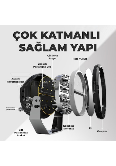 Ranger 6.5'' Angellı 60w 14 Led Turuncu Beyaz Drl Mercek Far