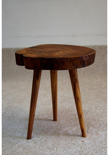 Doğal Ağaç Masif Dekoratif 3 Lü Zigon Sehpa Ağaç Ayak