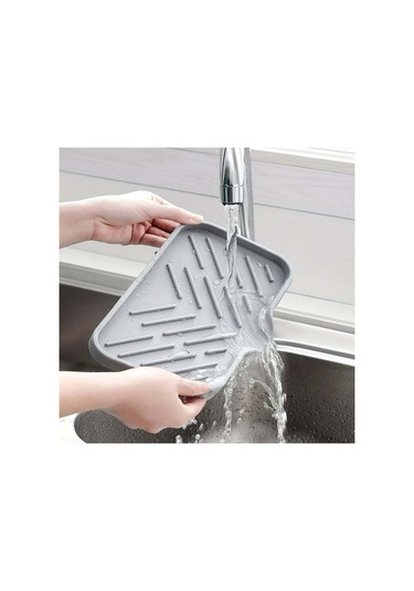 Neevoyu Silikon Lavabo Organizer, Sabun Ve Sponge Tutucu, Su Akıtma Tablası İle Evde Mutfak Depolama Aracı Gri