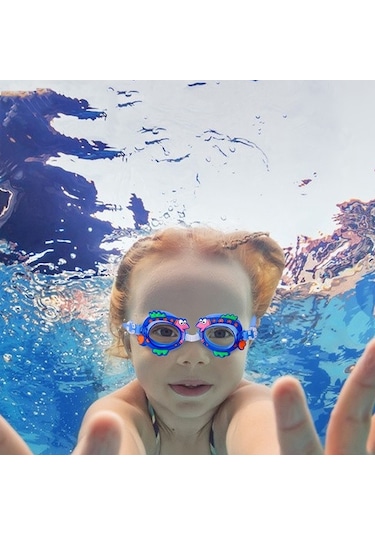 Cbtx Global Karikatür Su Geçirmez Anti-Sis Yüksek Çözünürlüklü Çocuk Yüzme Gözlükleri Turuncu Arı Çok Renkli