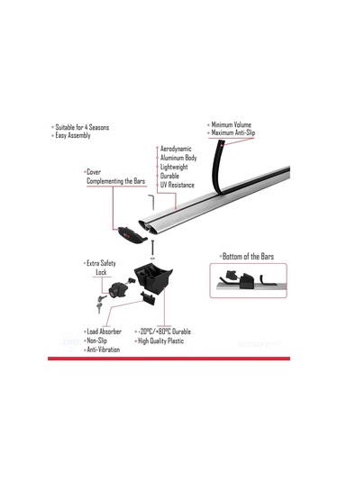 Opel Insignia Sports Tourer 2009-2017 Arası Ile Uyumlu Hook Model Anahtar Kilitli Ara Atkı Tavan Bar
