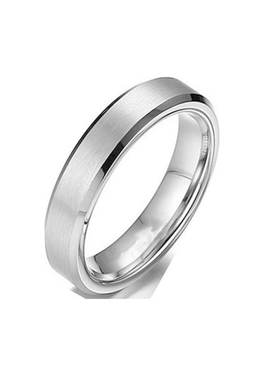 Beyaz Titanyum Çelik Mat Yüzük Melanin, Paslanmaz Çelik Erkek Fırçalanmış Yüzük Yüzük 13-6mm Beyaz