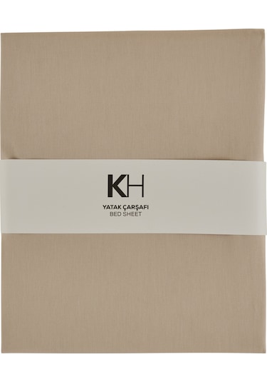 Karaca Home Basic %100 Pamuk King Kişilik Düz Çarşaf Bej