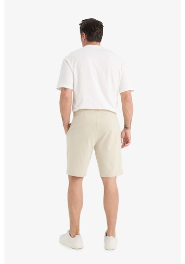 Defacto Slim Fit Dar Kesim Cepli Pamuklu Basic Düz Bermuda Şort - Bej W1105AZ25SPBG735