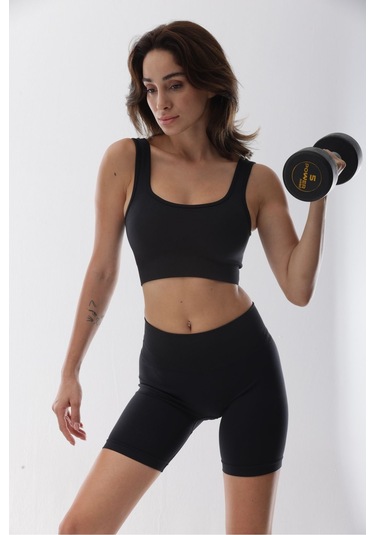 Seamless Siyah Toparlayıcı Sporcu Bra Siyah