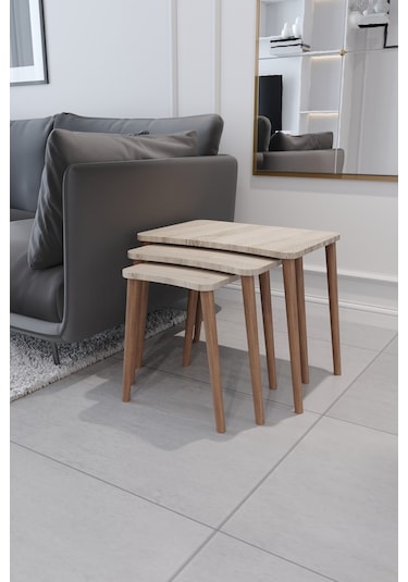 Esma Orta Sehpa Ve Zigon Sehpa 4'Lü Salon Seti - Sonomo