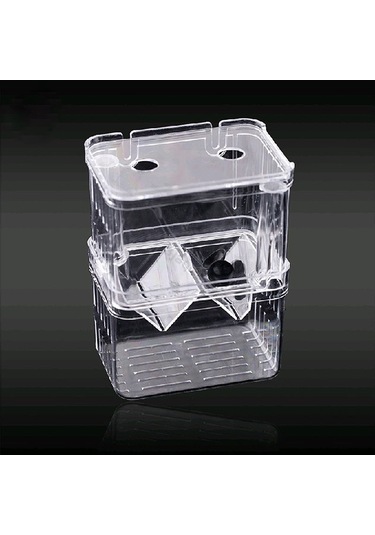 Konesam Akvaryum Yavru Balık Korumalı Yetiştirme Kutusu, Çift Katlı W Şekilli Bölücü, Sağlam Sünger Emici İle Kolay Kurulum, Transparan Ps Malzeme