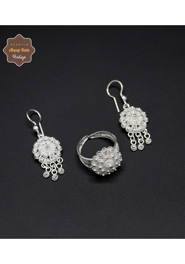 Sallantılı Bereket Model 925 Ayar Gümüş Telkari Kadın İkili Set 201024673 Gümüş